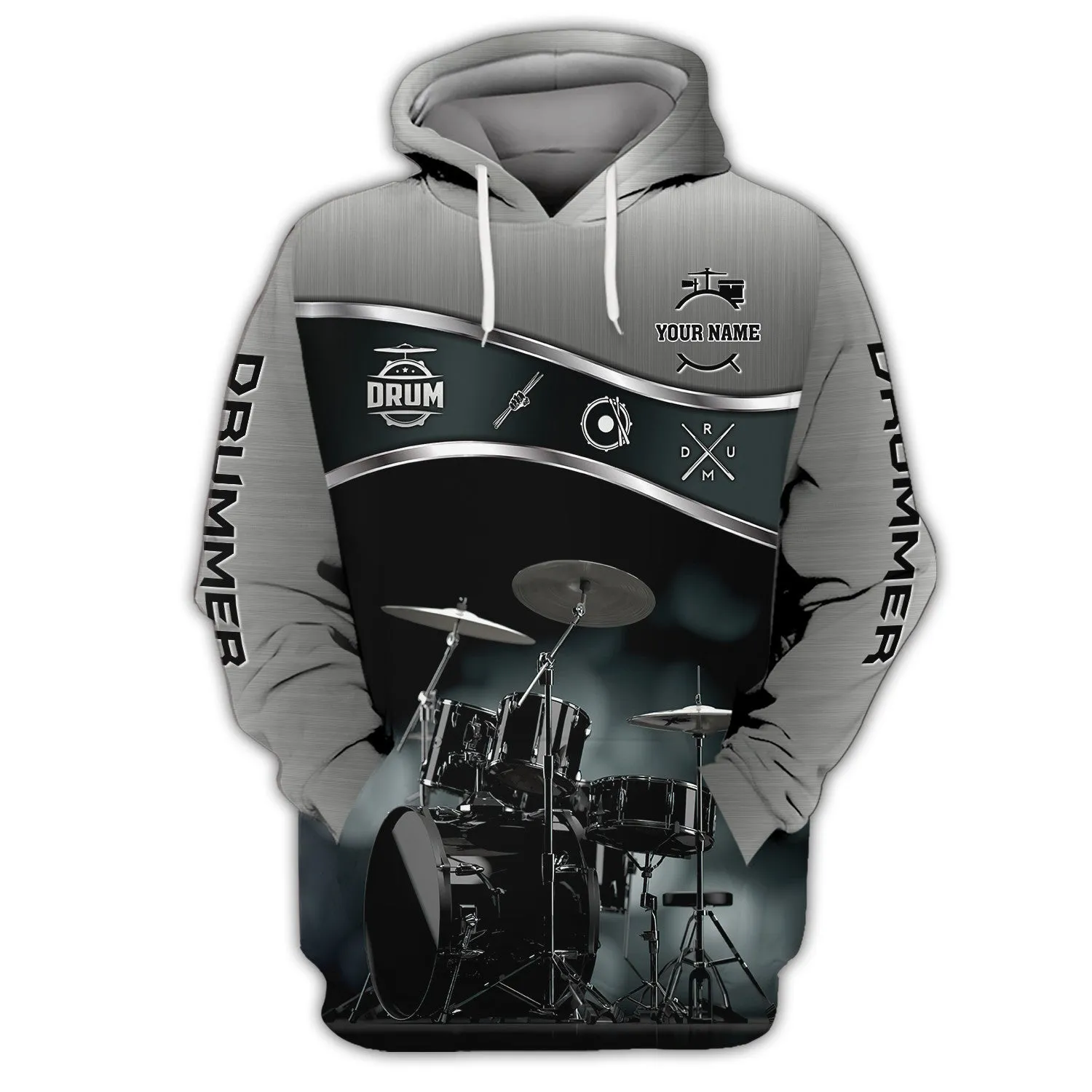 Custom Drummer Shirts Drum Set 3D Full Print Shirt Drums Personalized Name 3D Zipper Hoodie, 3D Hoodie Tshirt