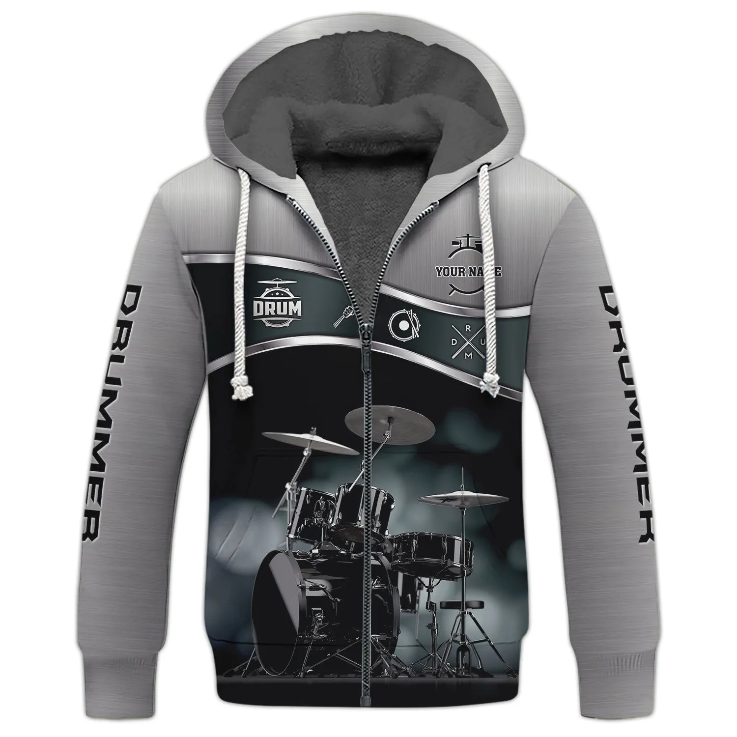 Custom Drummer Shirts Drum Set 3D Full Print Shirt Drums Personalized Name 3D Zipper Hoodie, 3D Hoodie Tshirt