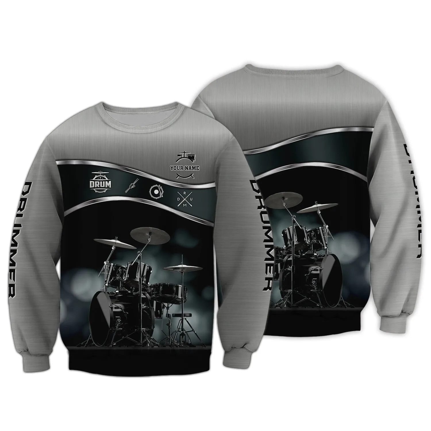 Custom Drummer Shirts Drum Set 3D Full Print Shirt Drums Personalized Name 3D Zipper Hoodie, 3D Hoodie Tshirt