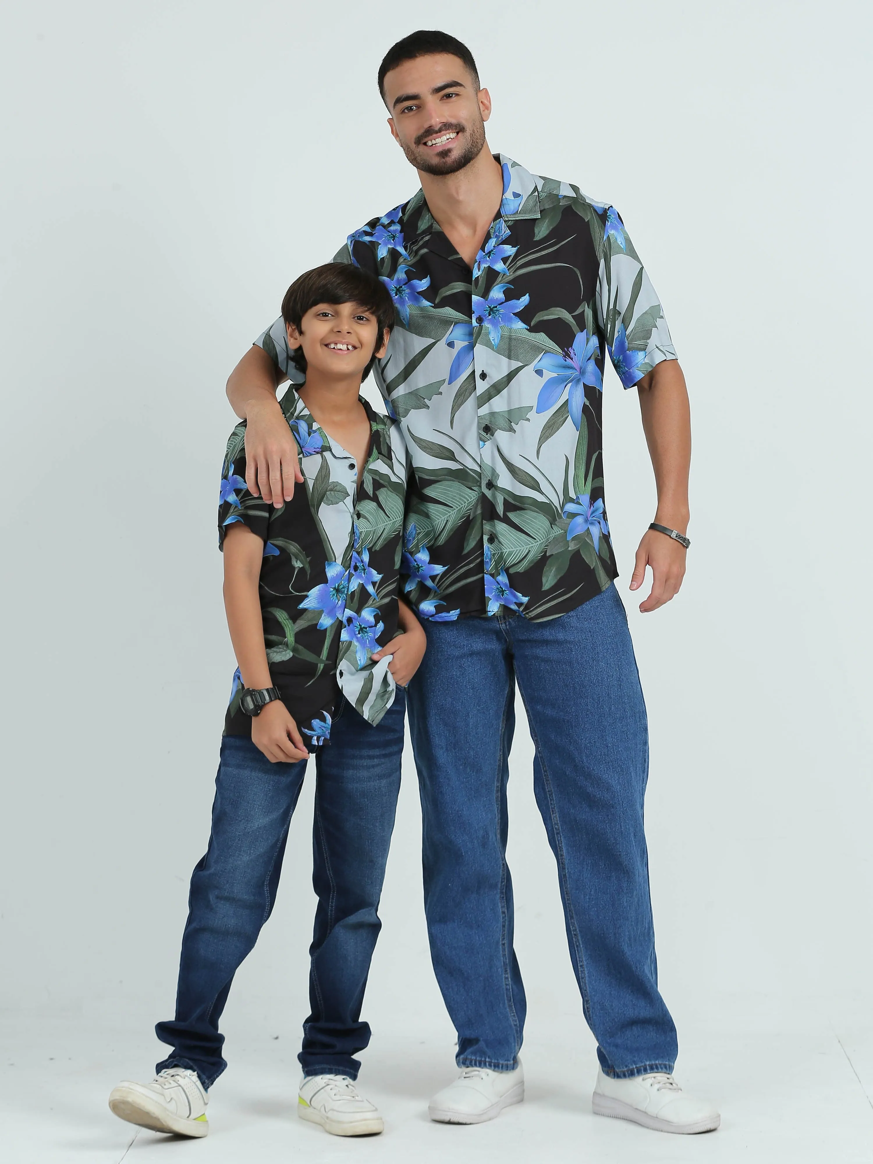 Dad & Son Flower Printed Twinning Shirt Blossom Purple
