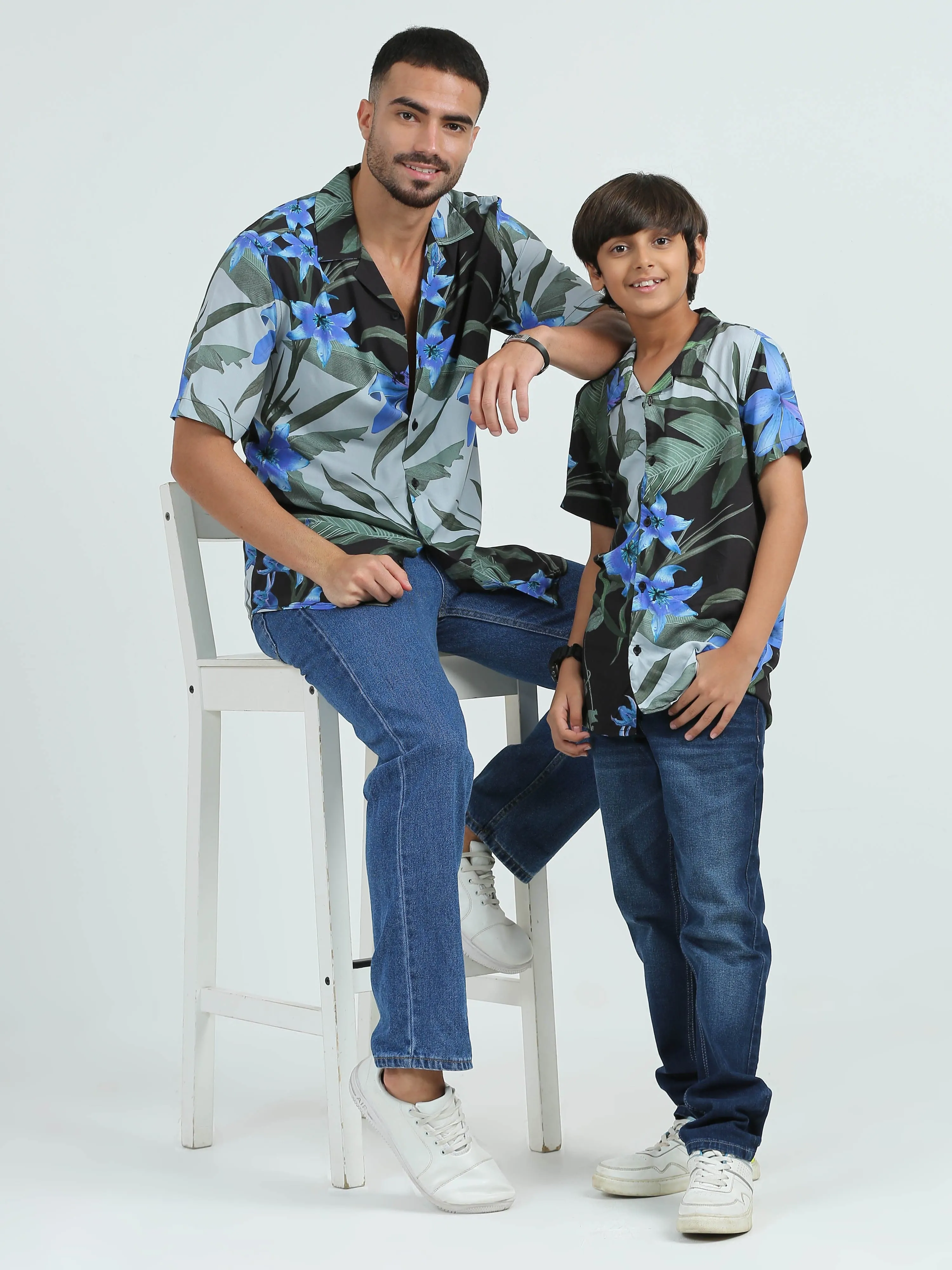 Dad & Son Flower Printed Twinning Shirt Blossom Purple