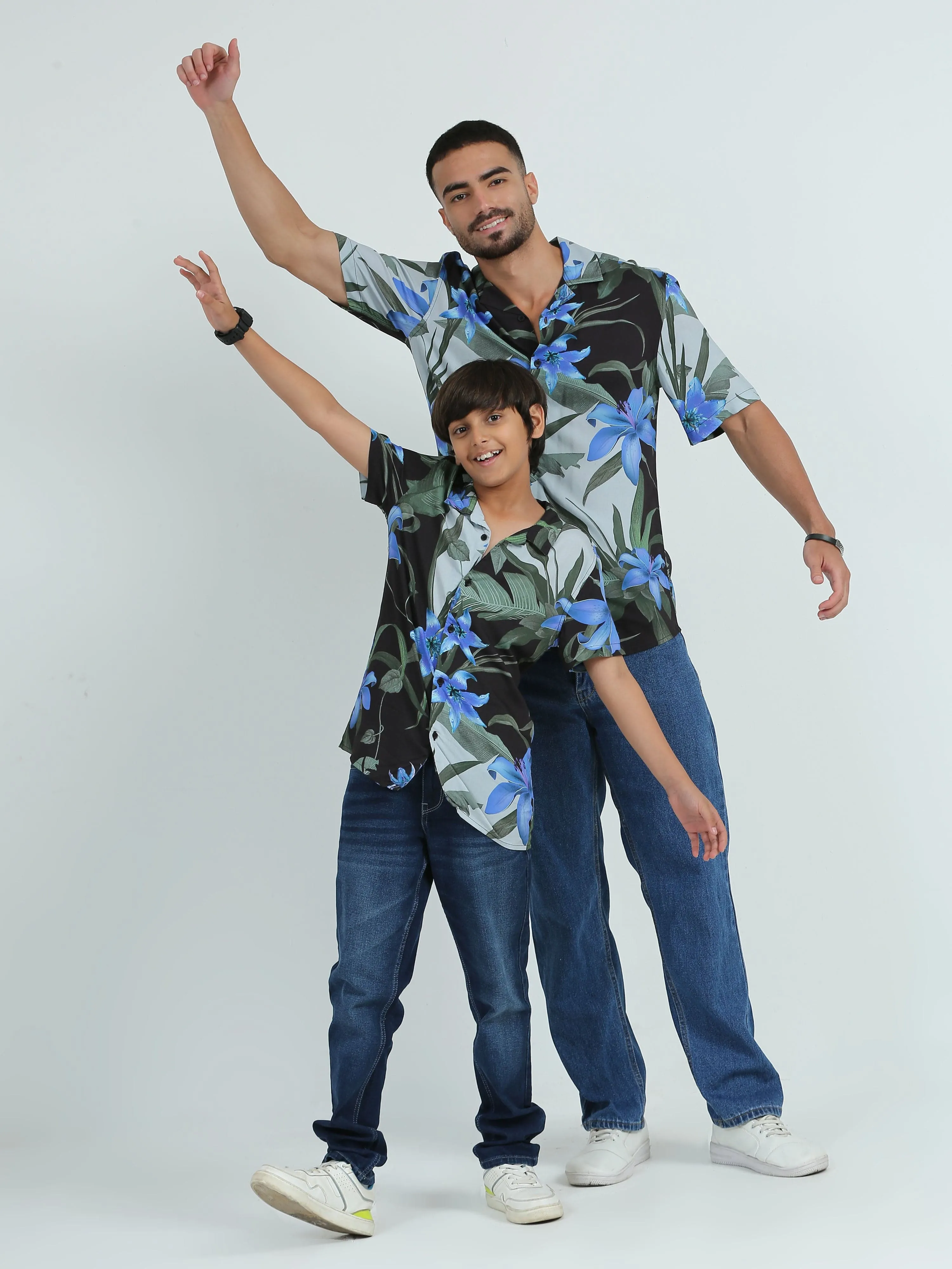 Dad & Son Flower Printed Twinning Shirt Blossom Purple