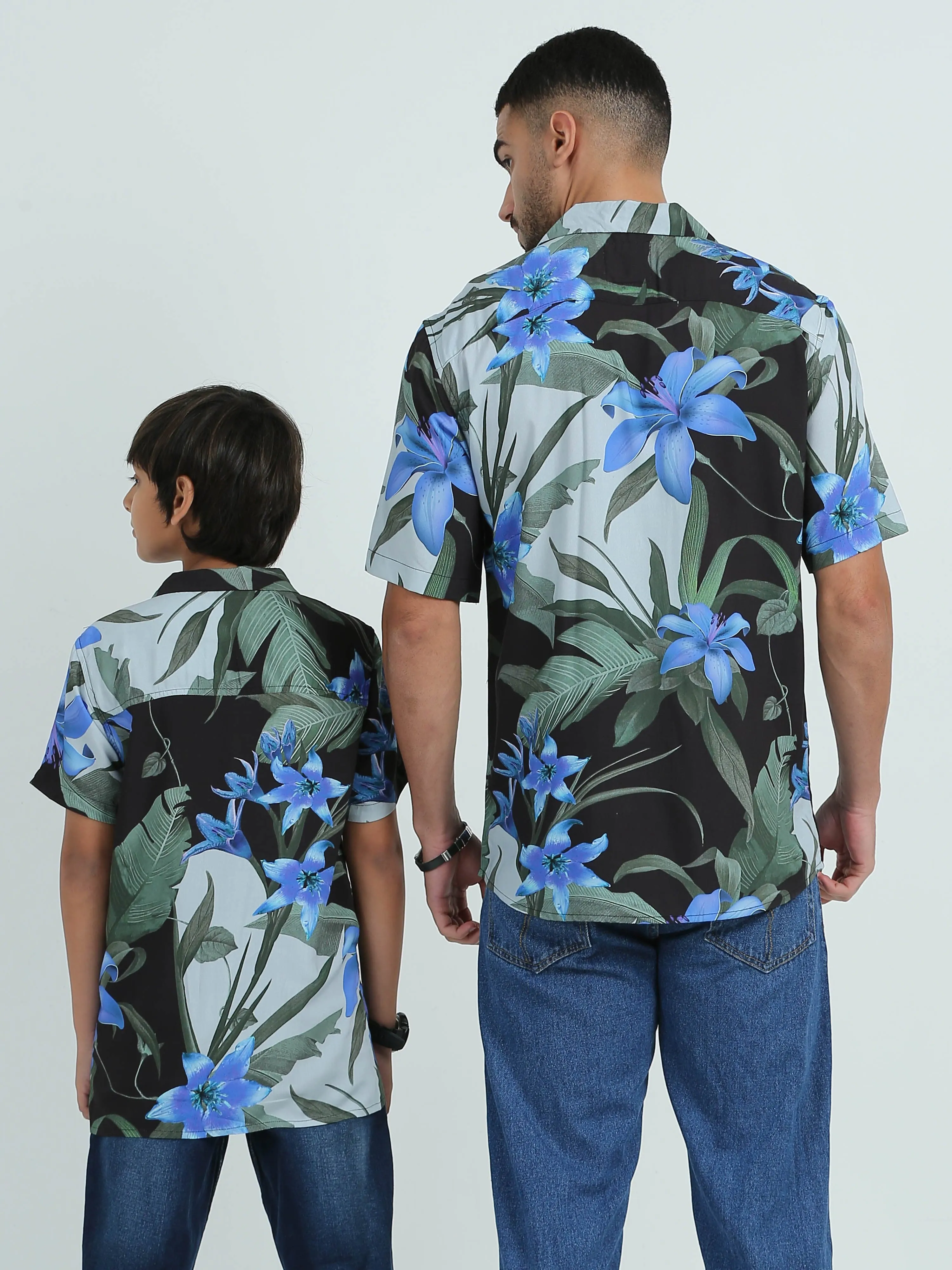 Dad & Son Flower Printed Twinning Shirt Blossom Purple