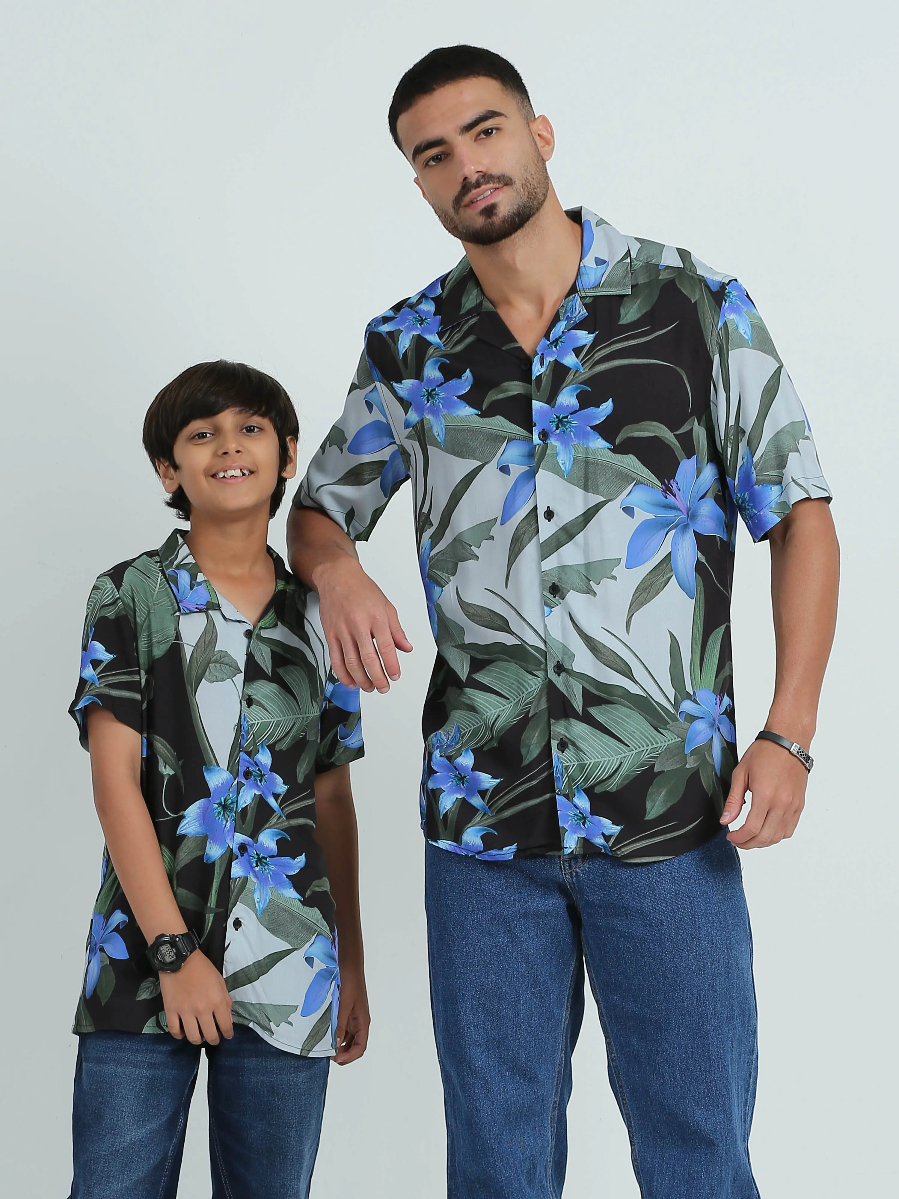 Dad & Son Flower Printed Twinning Shirt Blossom Purple