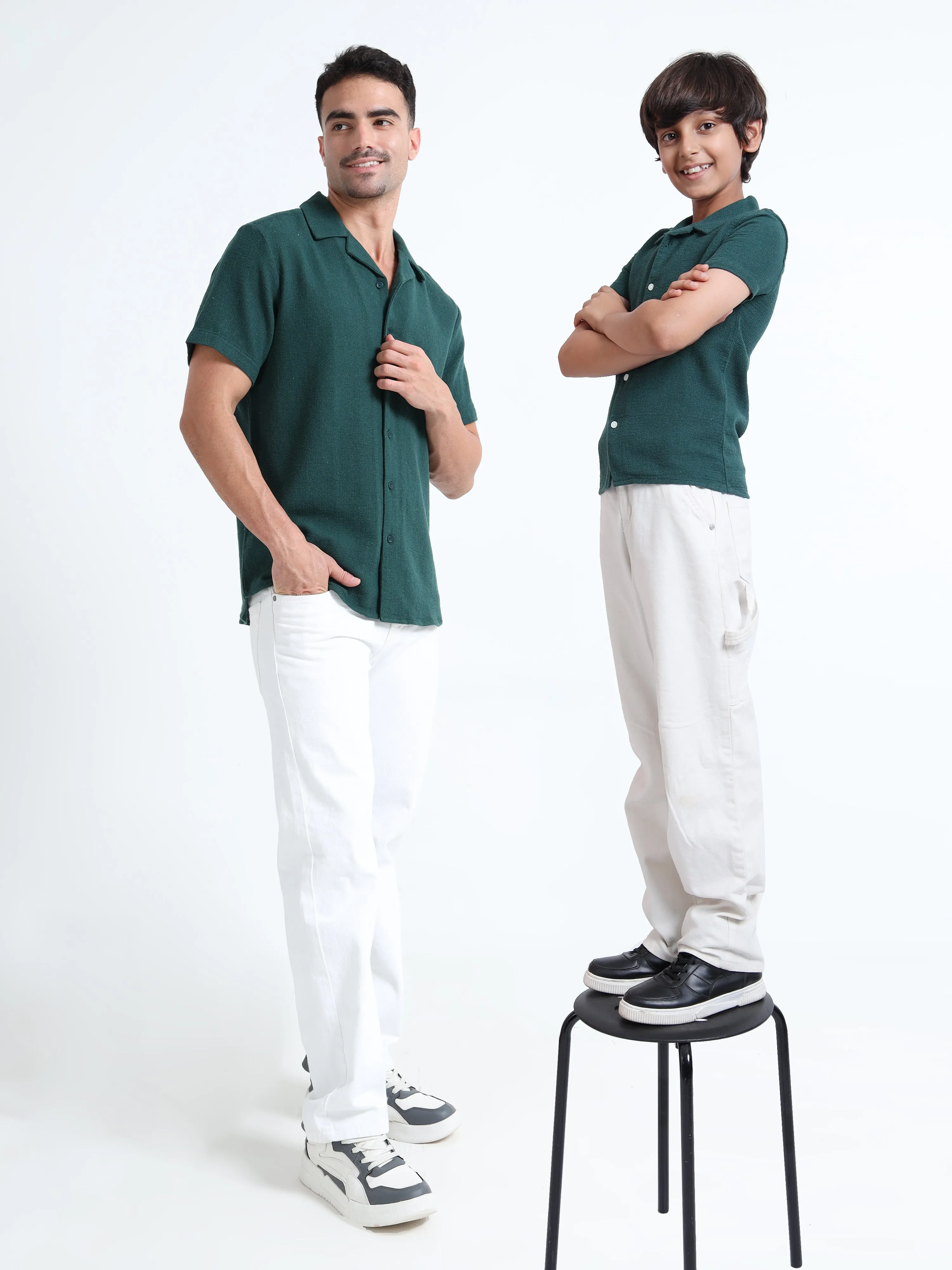 Dad & Son Half Sleeve Textured Resort Twinning Set Castleton Green