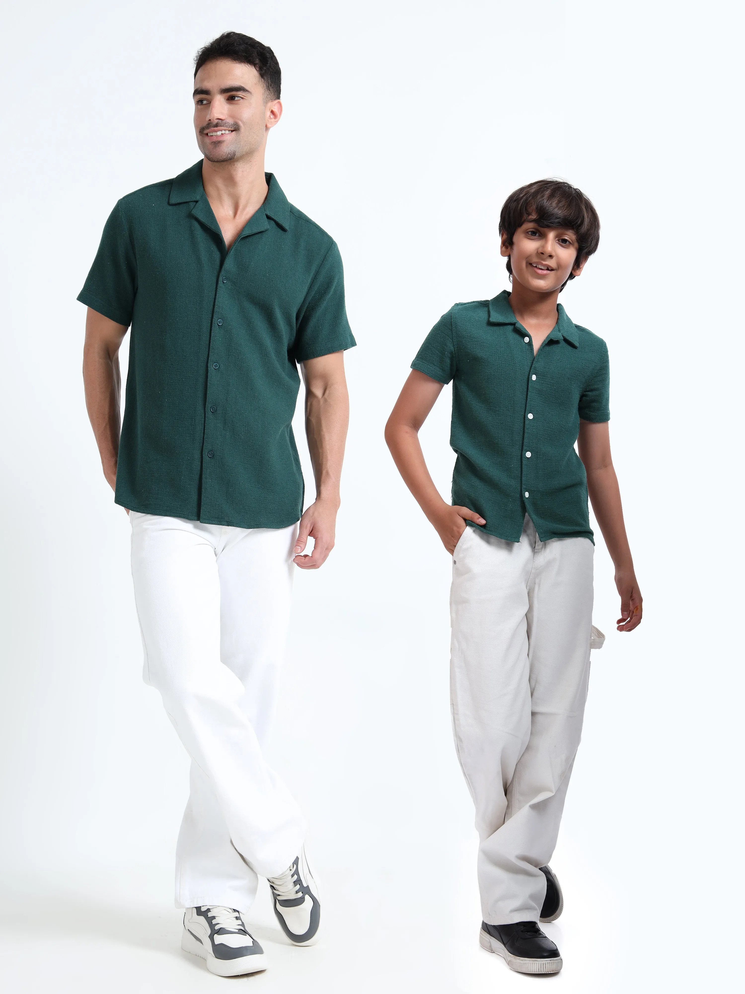 Dad & Son Half Sleeve Textured Resort Twinning Set Castleton Green