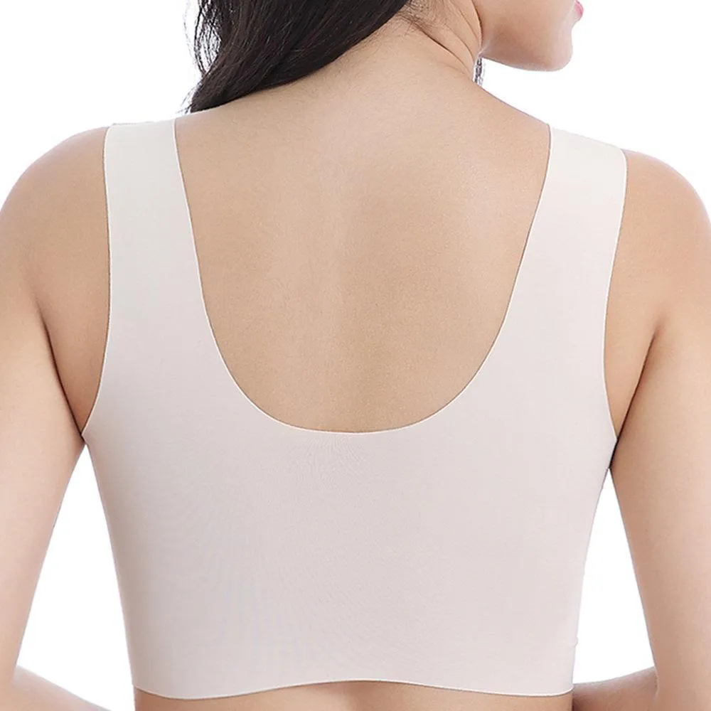 Deep Plunge Embroidered Full Cup Wireless Bras - Light Purple