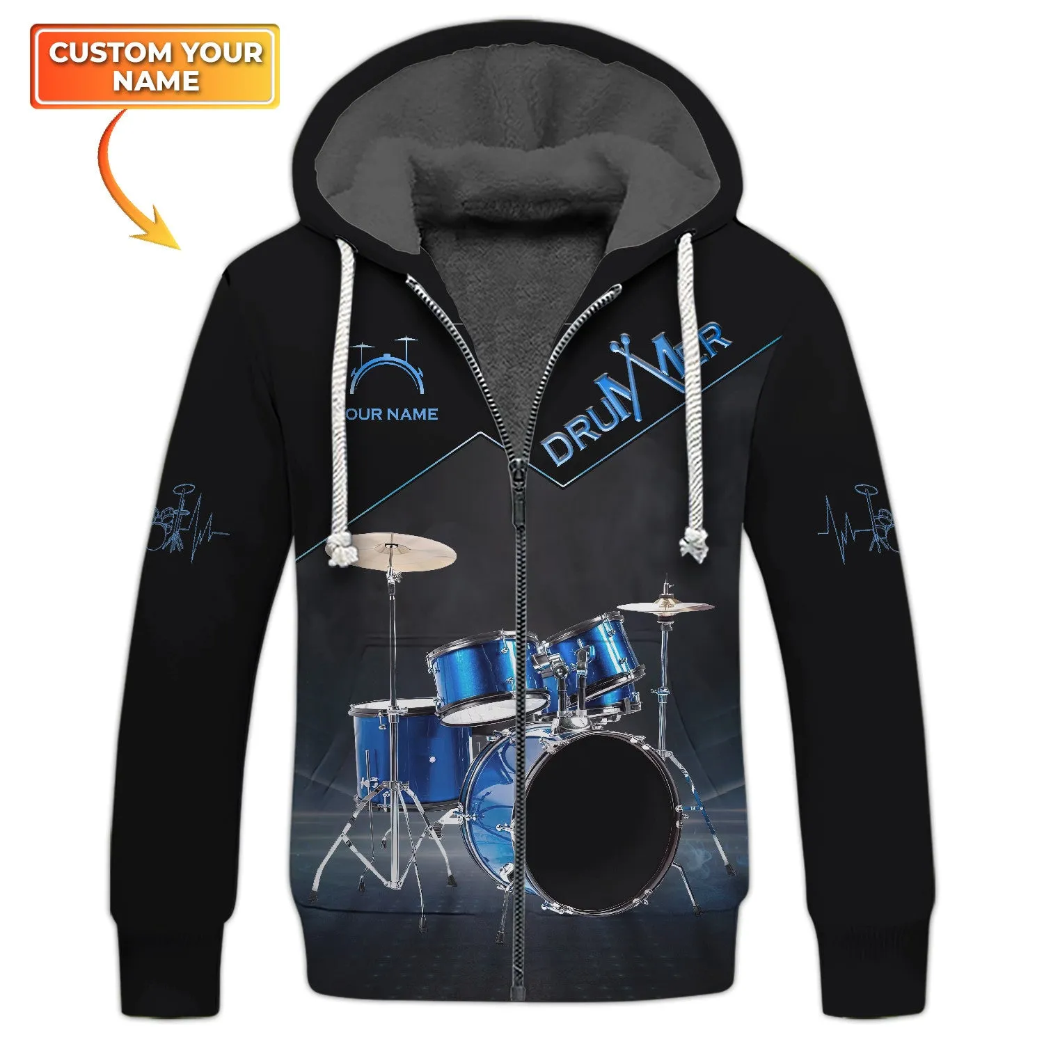 Drummer Shirts Blue Drums Personalized Name 3D Full Print Shirts
