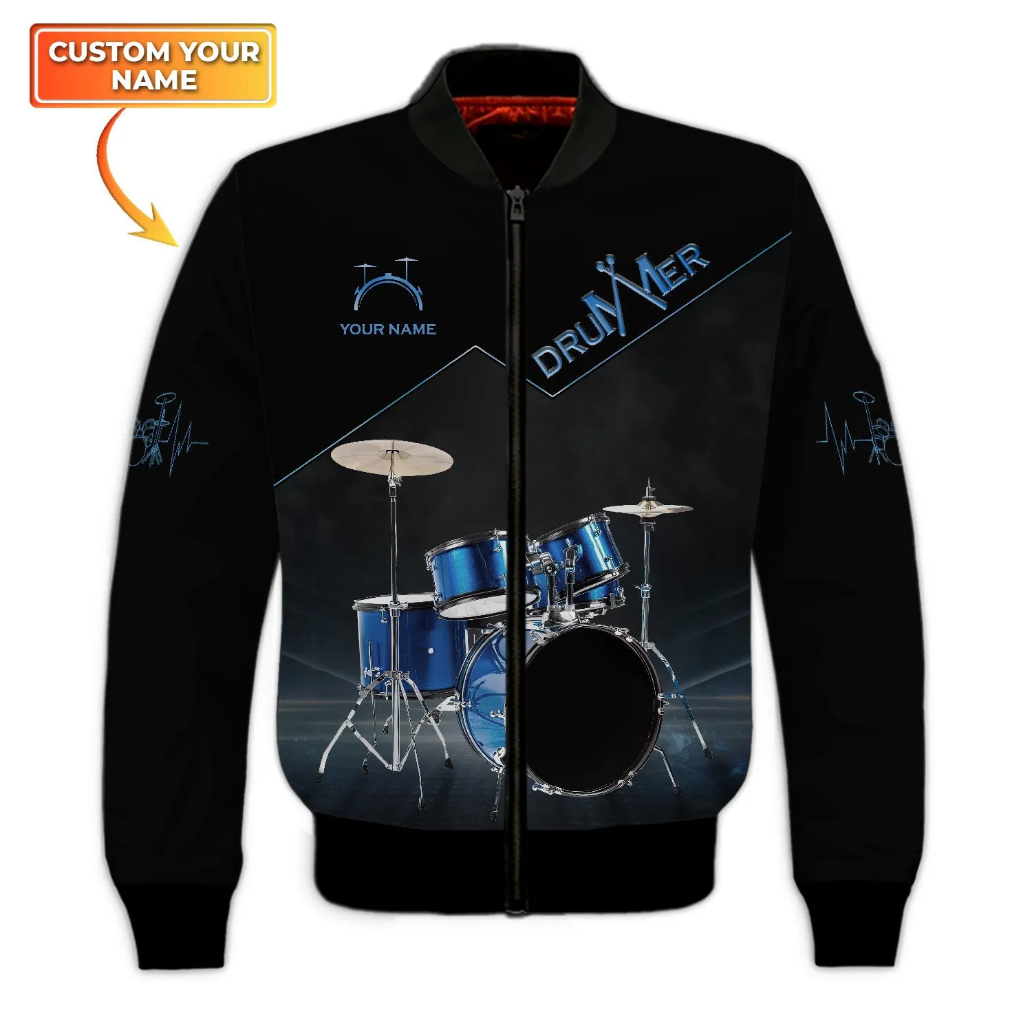 Drummer Shirts Blue Drums Personalized Name 3D Full Print Shirts