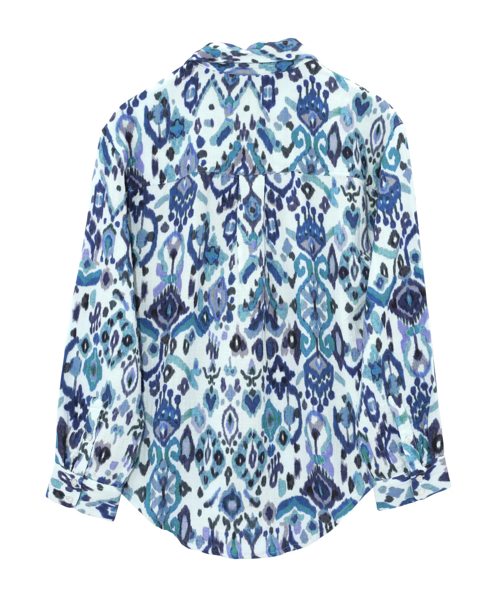 Echo Supersoft Gauze Ikat Boyfriend Shirt Blue