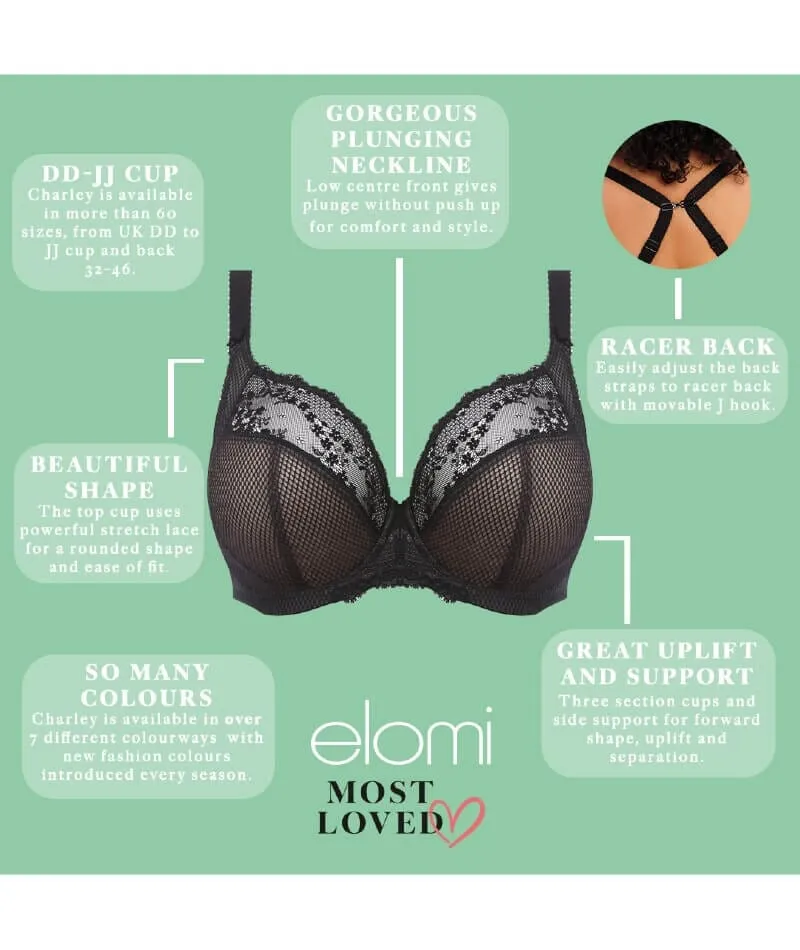 Elomi Charley Underwire Stretch Plunge Bra - Black