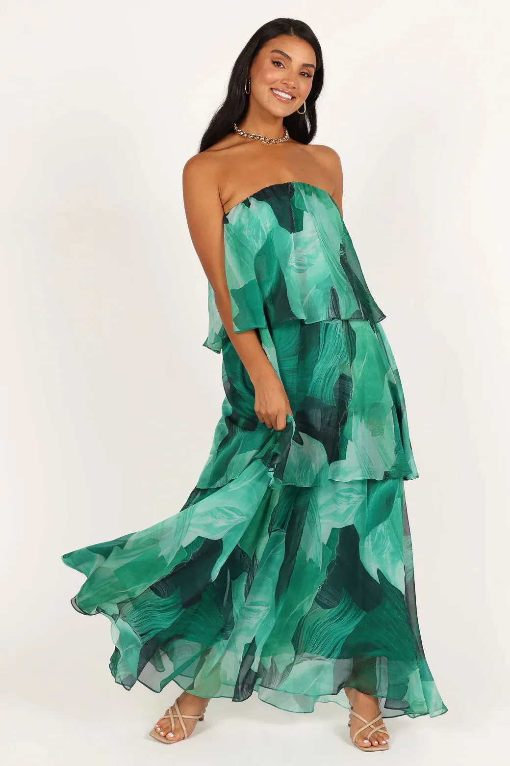 Emily | Bloom Strapless Tiered Maxi Dress