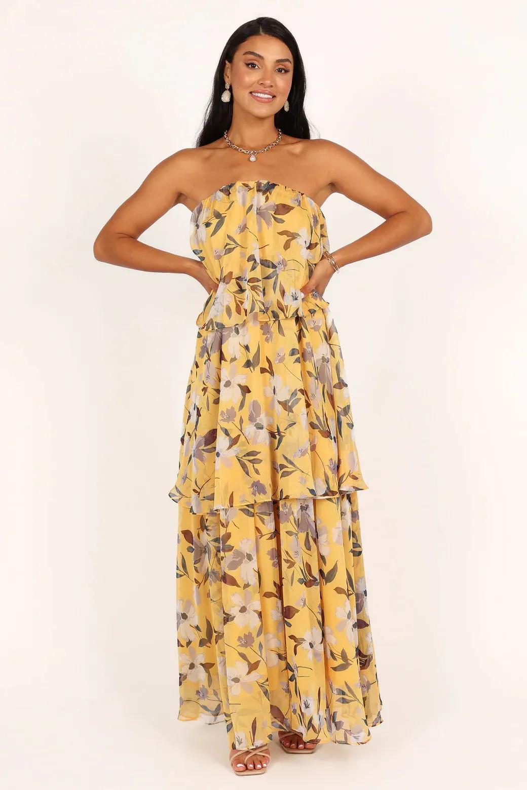 Emily | Bloom Strapless Tiered Maxi Dress