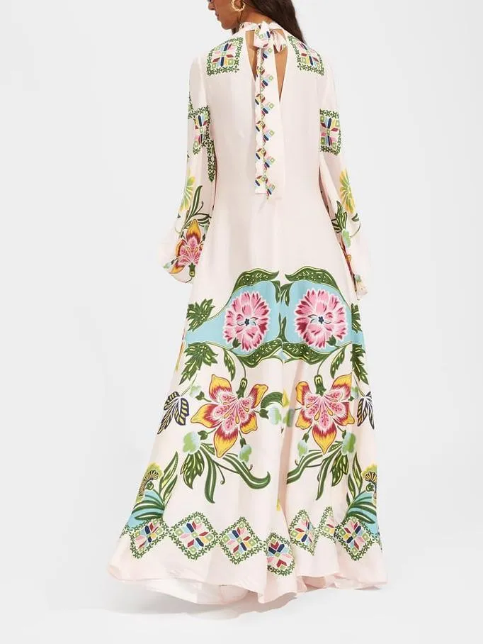 Evelynn | Exquisite Sunshine Floral Print Flowing Maxi Dress