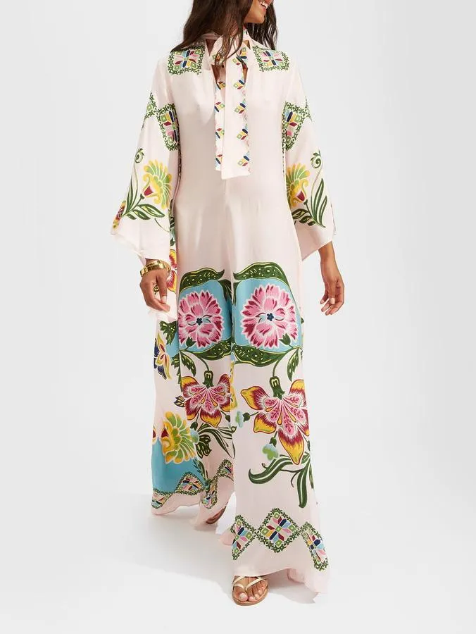 Evelynn | Exquisite Sunshine Floral Print Flowing Maxi Dress