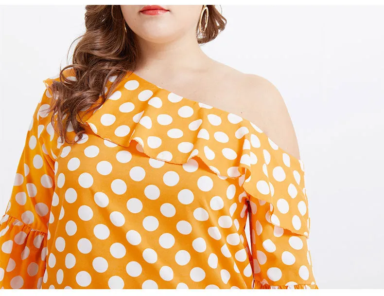 Extra Large Size Women's Shirt, Ruffled Shoulder, Wave Point, Fat Man, Mm Bottoming Shirt