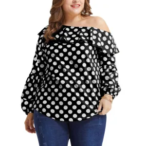Extra Large Size Women's Shirt, Ruffled Shoulder, Wave Point, Fat Man, Mm Bottoming Shirt
