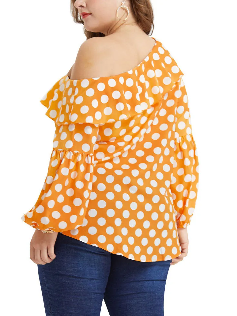 Extra Large Size Women's Shirt, Ruffled Shoulder, Wave Point, Fat Man, Mm Bottoming Shirt