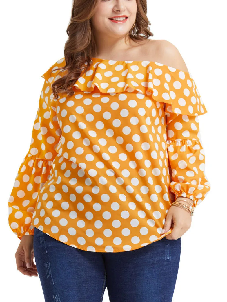 Extra Large Size Women's Shirt, Ruffled Shoulder, Wave Point, Fat Man, Mm Bottoming Shirt