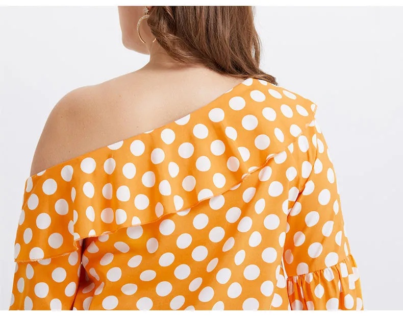 Extra Large Size Women's Shirt, Ruffled Shoulder, Wave Point, Fat Man, Mm Bottoming Shirt