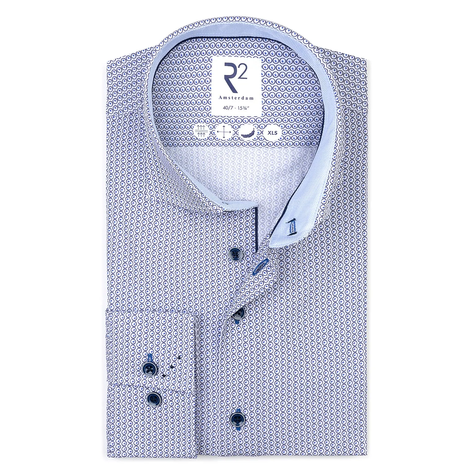 Extra long sleeves. Dot print cotton shirt