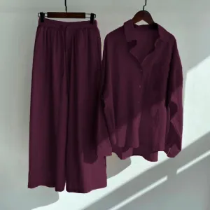 Fashionable Women's Slacks High Waist Cotton Set 3.0