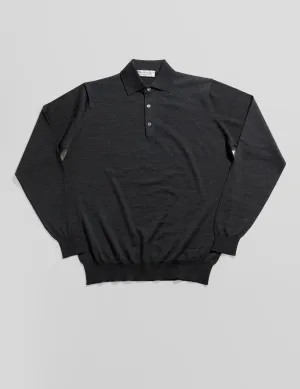 FINAL SALE: Royal Merino Long Sleeved Polo - Anthracite