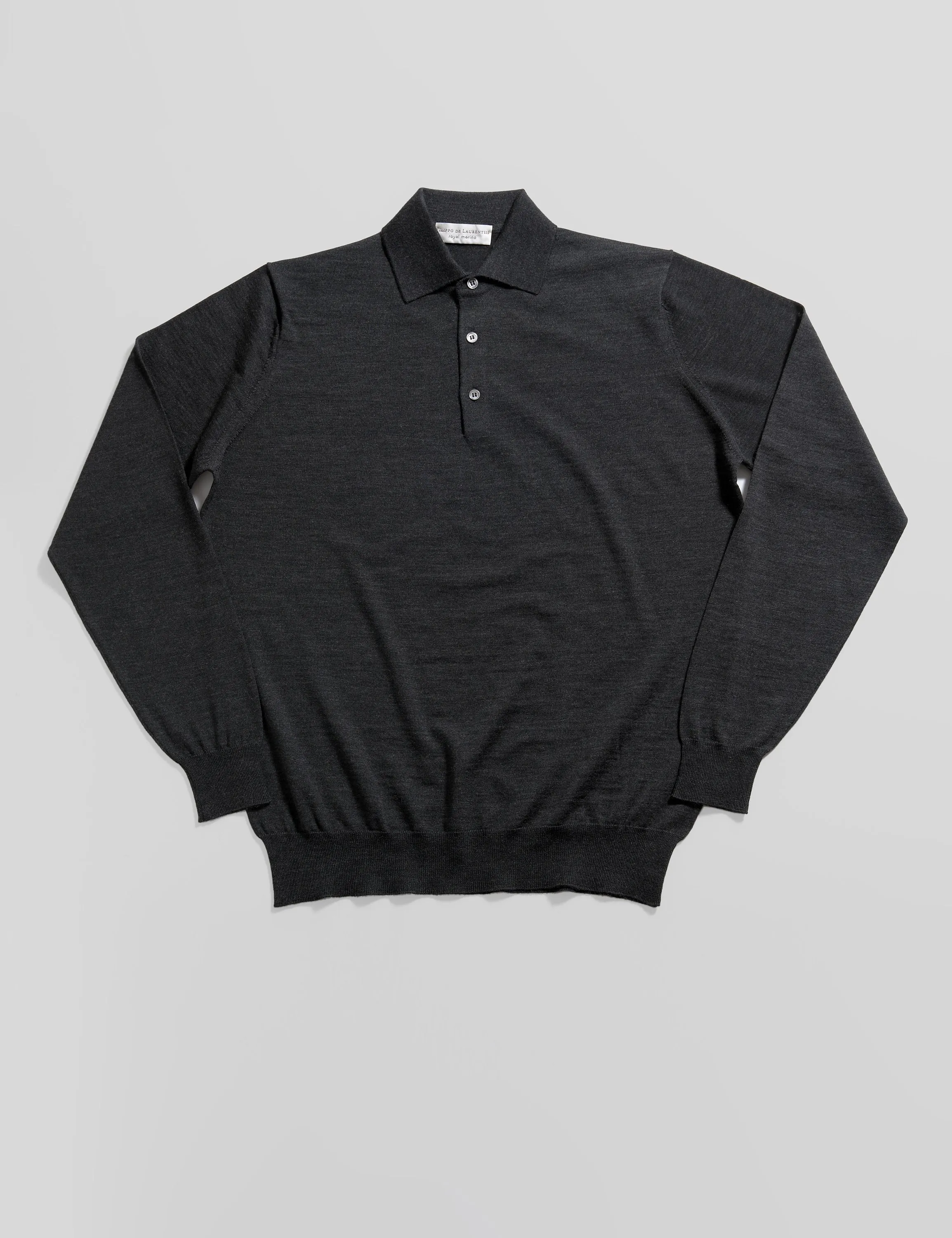 FINAL SALE: Royal Merino Long Sleeved Polo - Anthracite