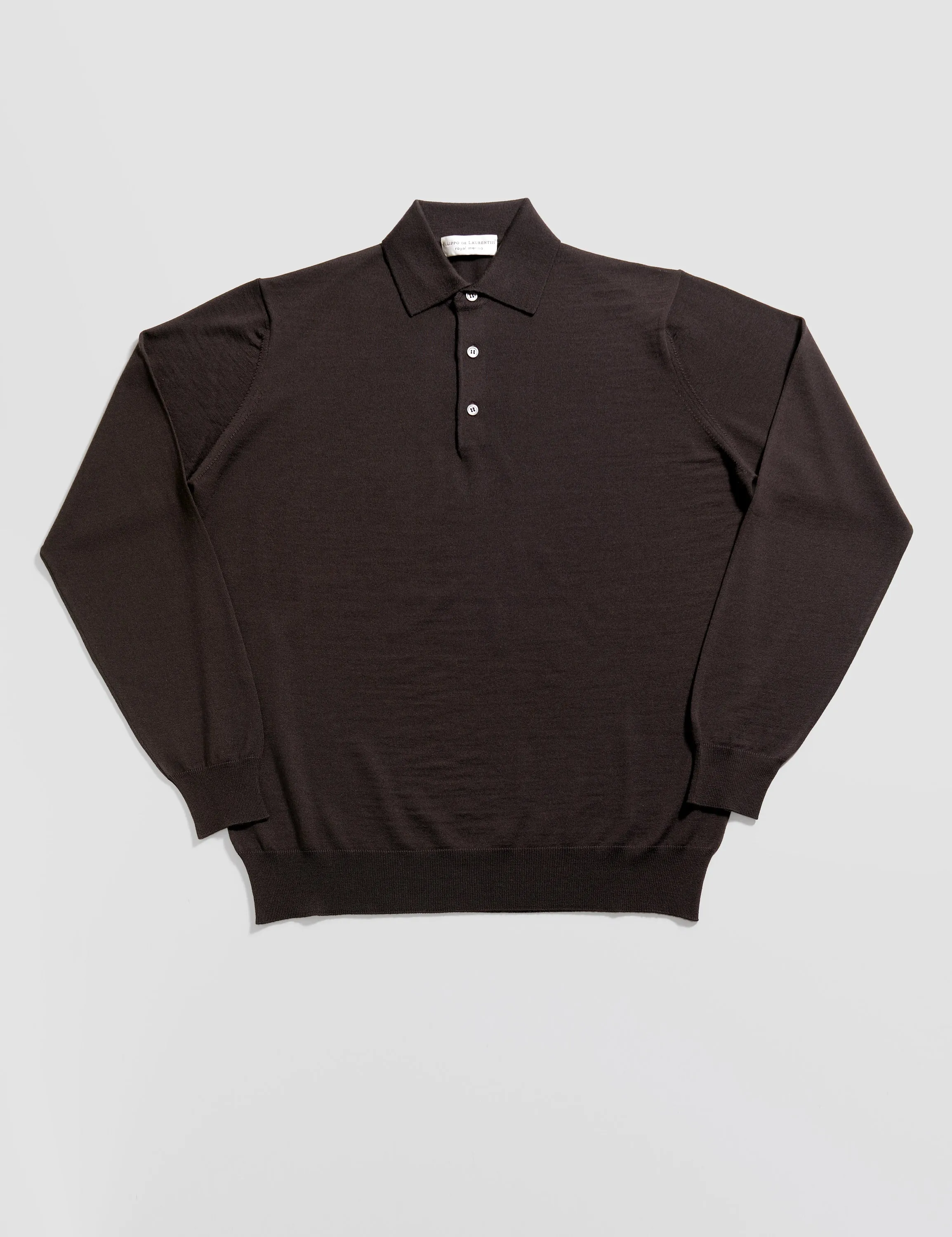 FINAL SALE: Royal Merino Long Sleeved Polo - Caffe