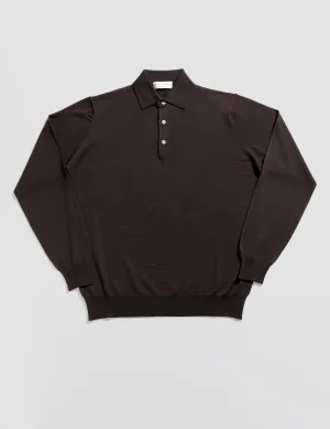 FINAL SALE: Royal Merino Long Sleeved Polo - Caffe