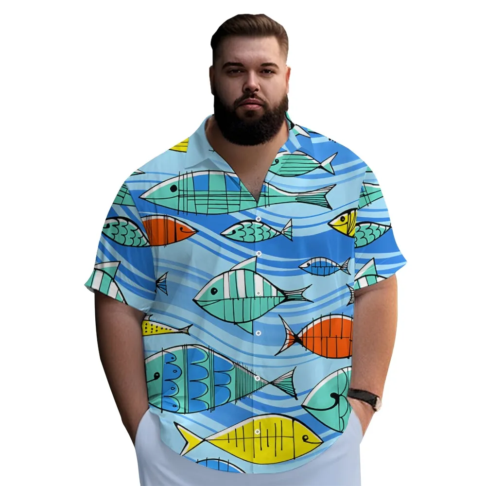 Fish Chest Pocket Short Sleeve Hawaiian Shirt 2401000129