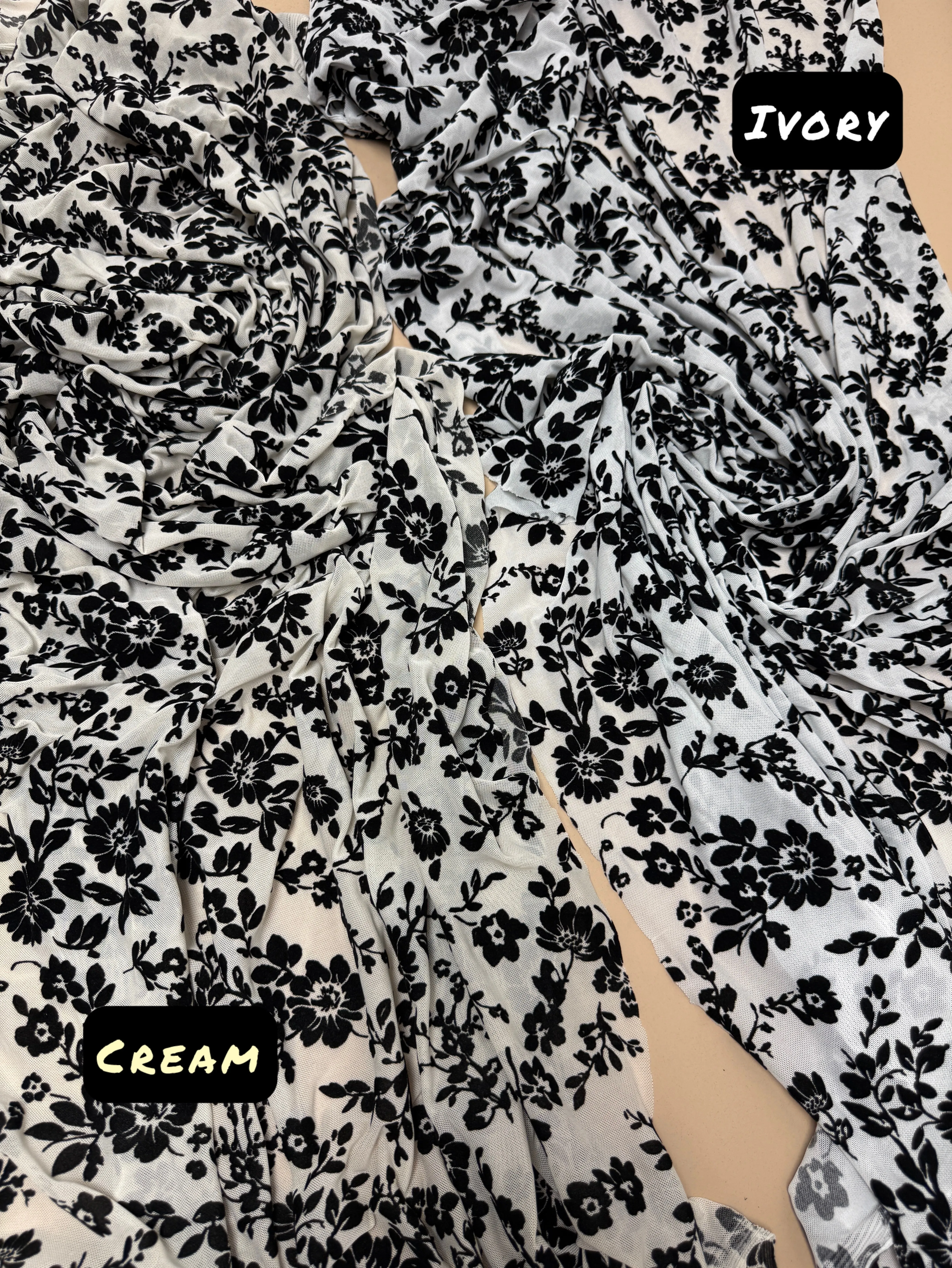 Floral Mesh Flocking Fabric