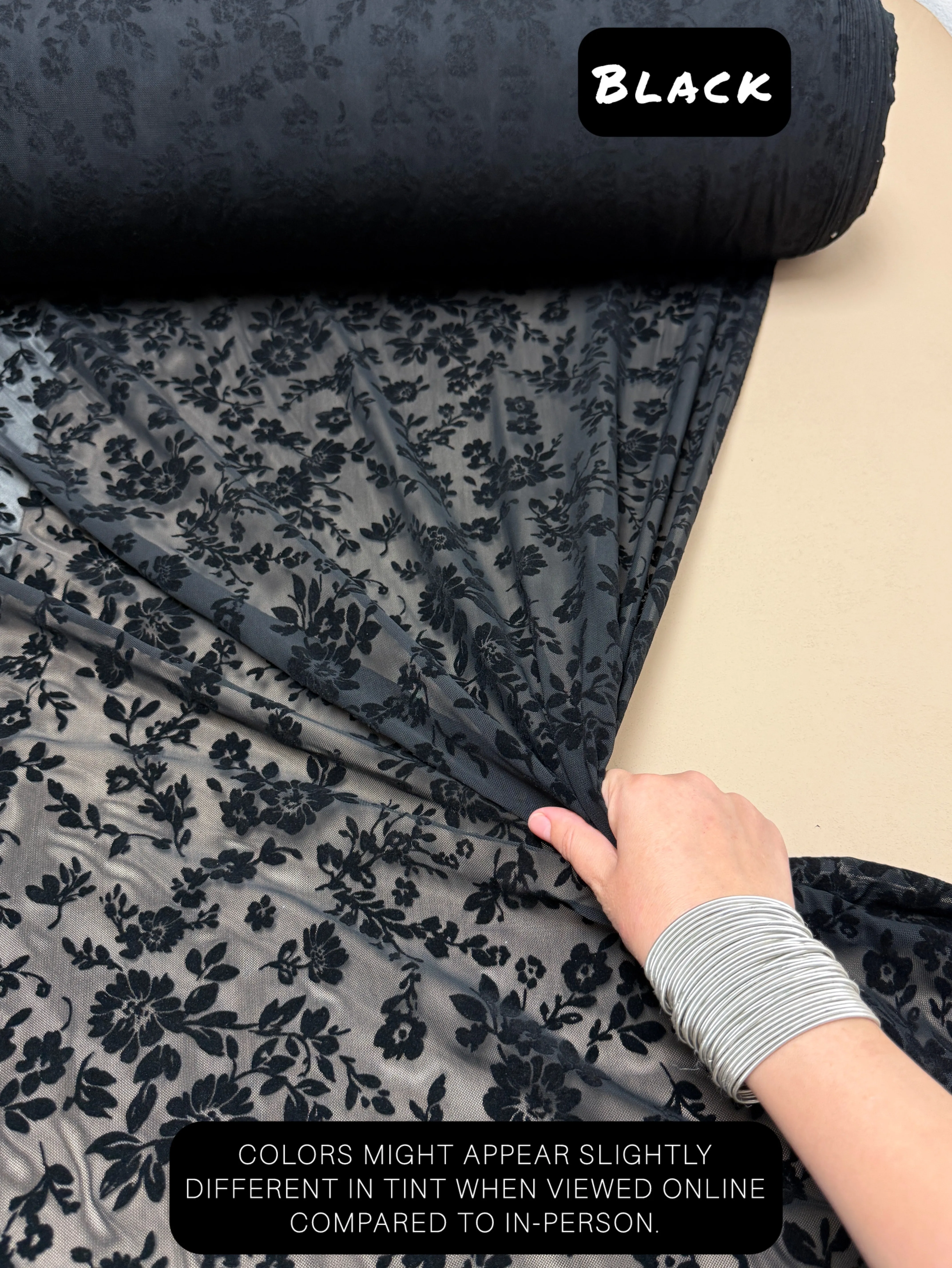 Floral Mesh Flocking Fabric