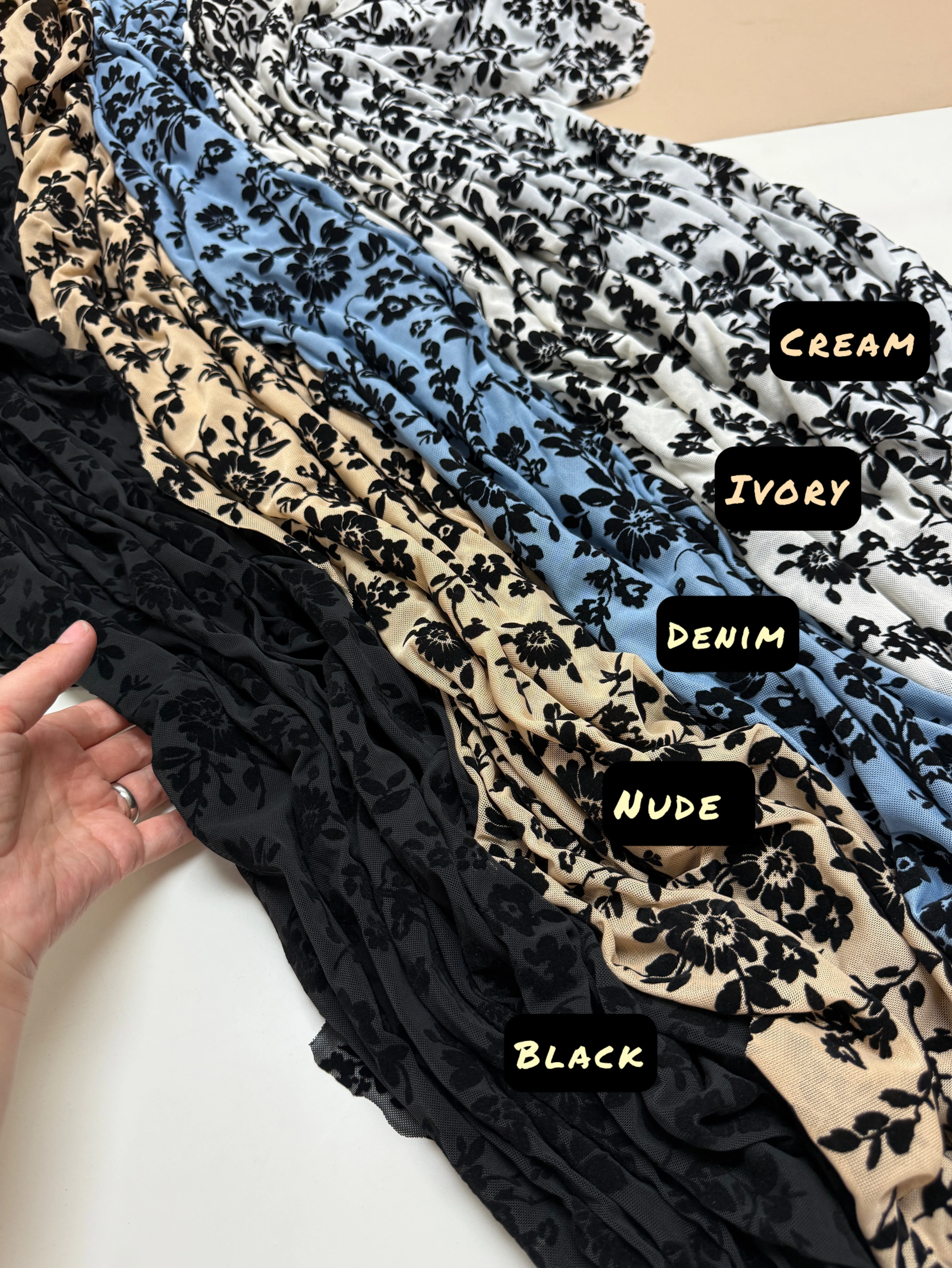 Floral Mesh Flocking Fabric