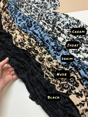 Floral Mesh Flocking Fabric