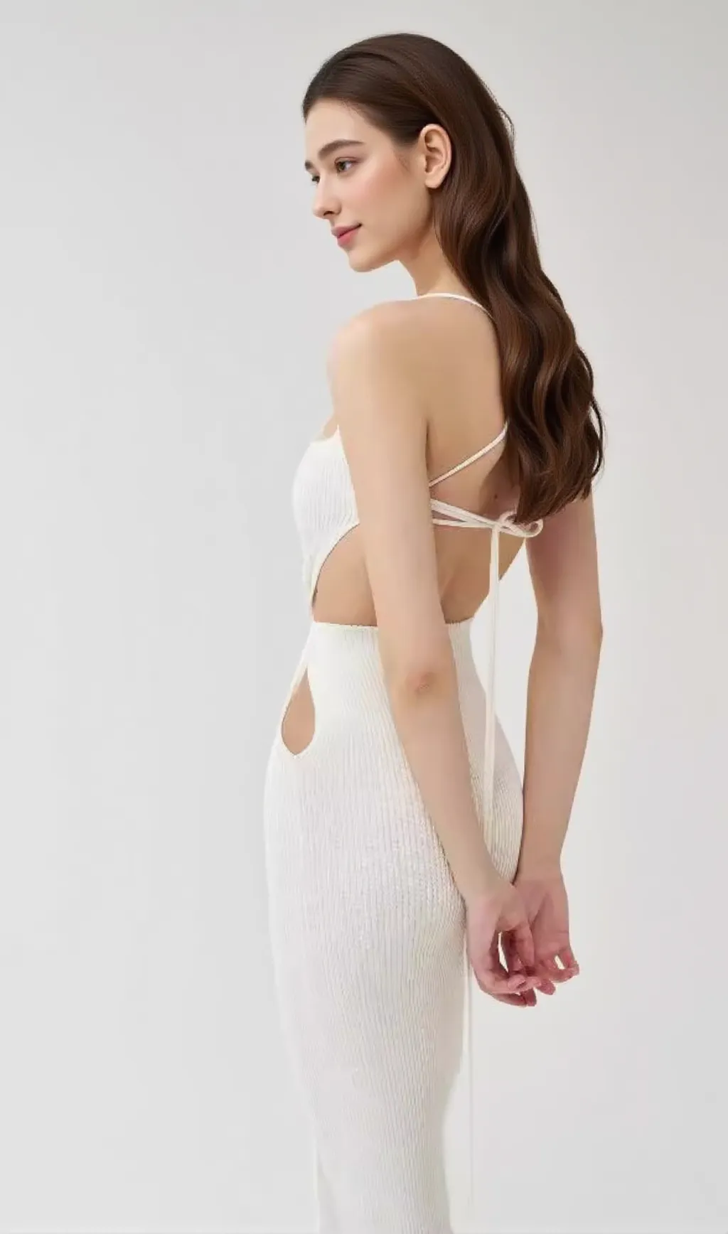 Flower hollow lace-up suspender skirt