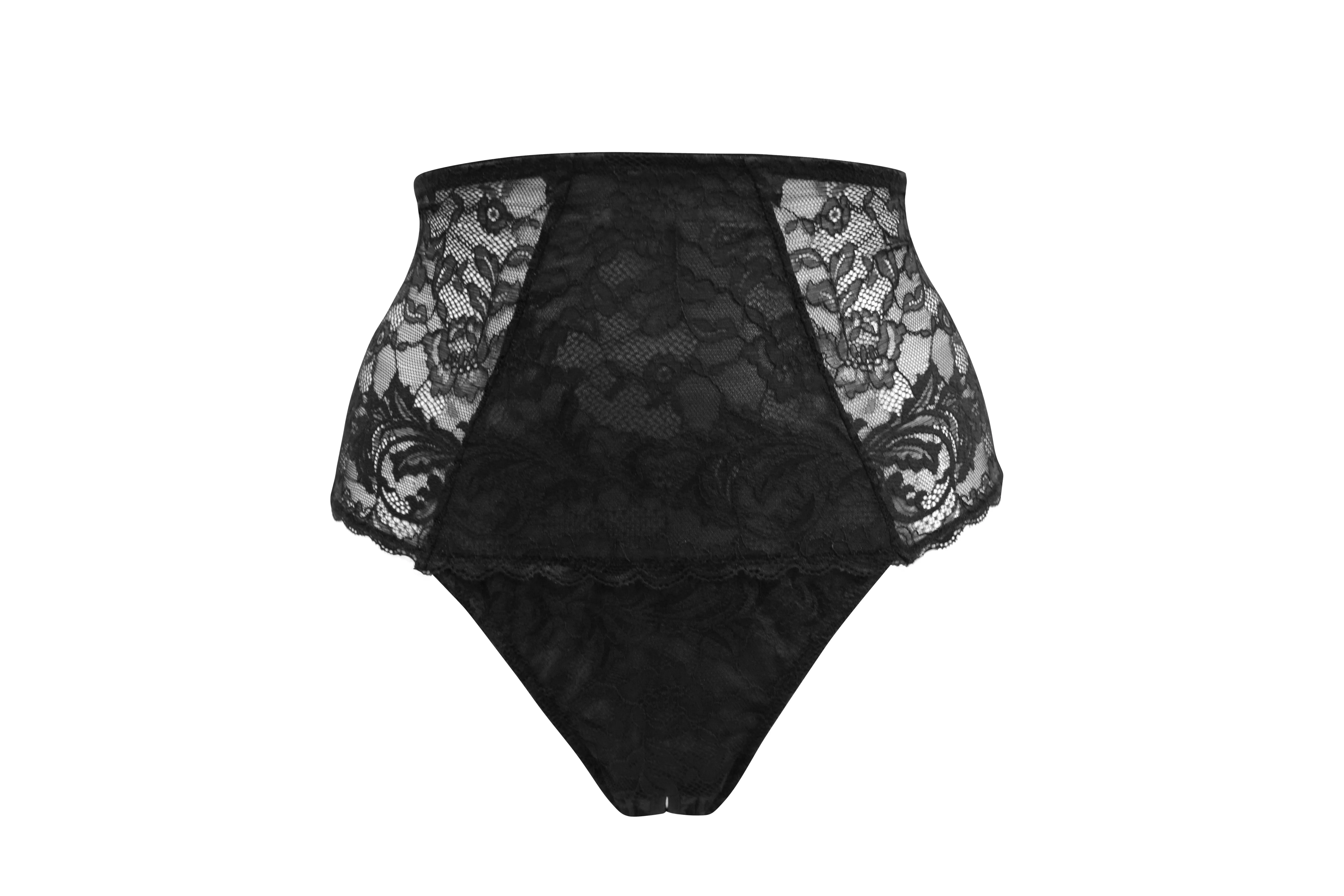 For Your Eyes Only High Waist Crotchless Thong In Black - Pour Moi
