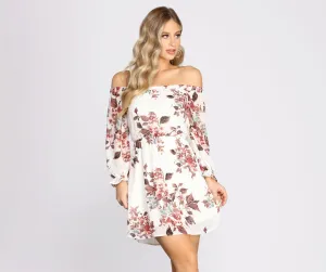 Fresh Start Floral Charming Off Shoulder Dress