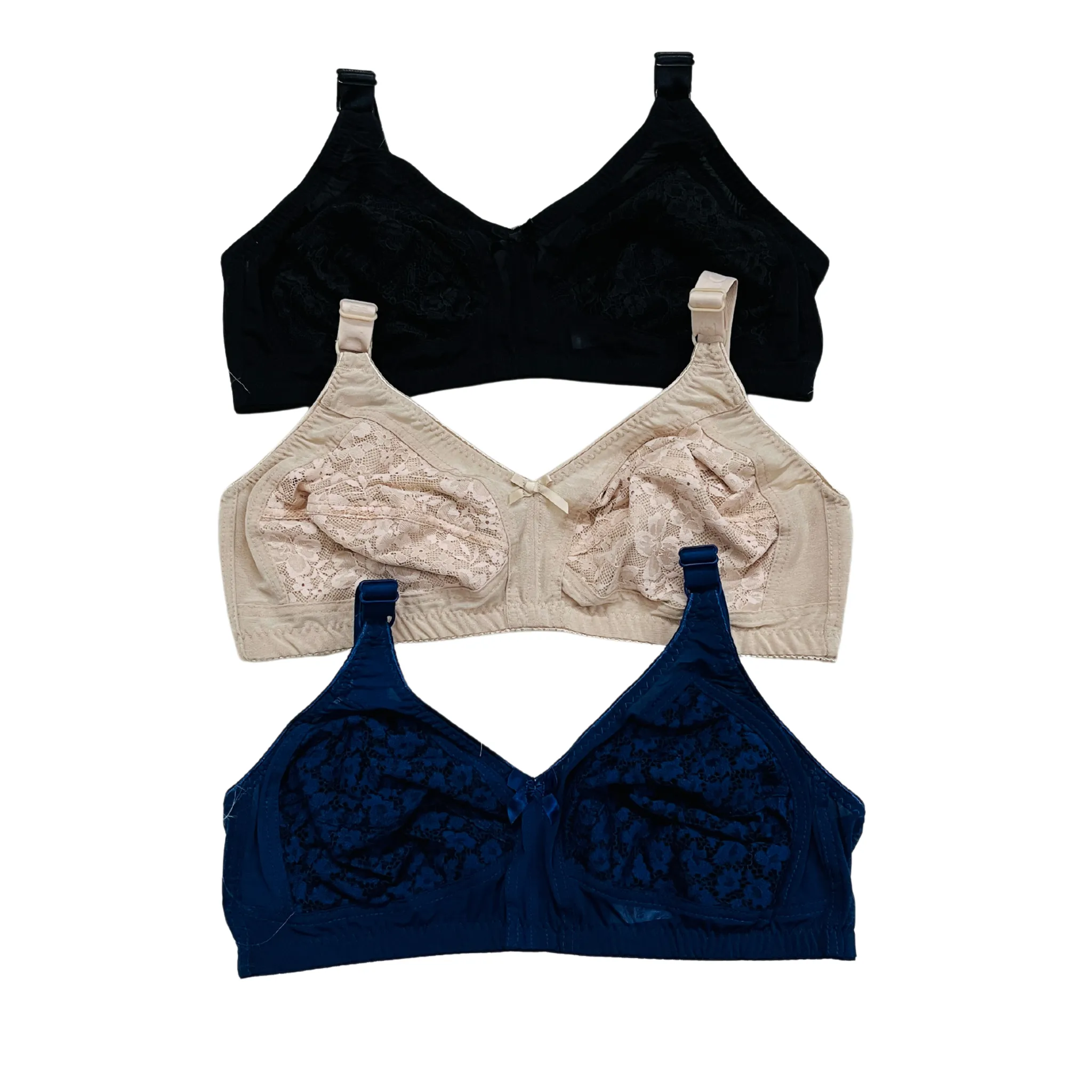 Full Cup Net Bras: 3-Piece Set