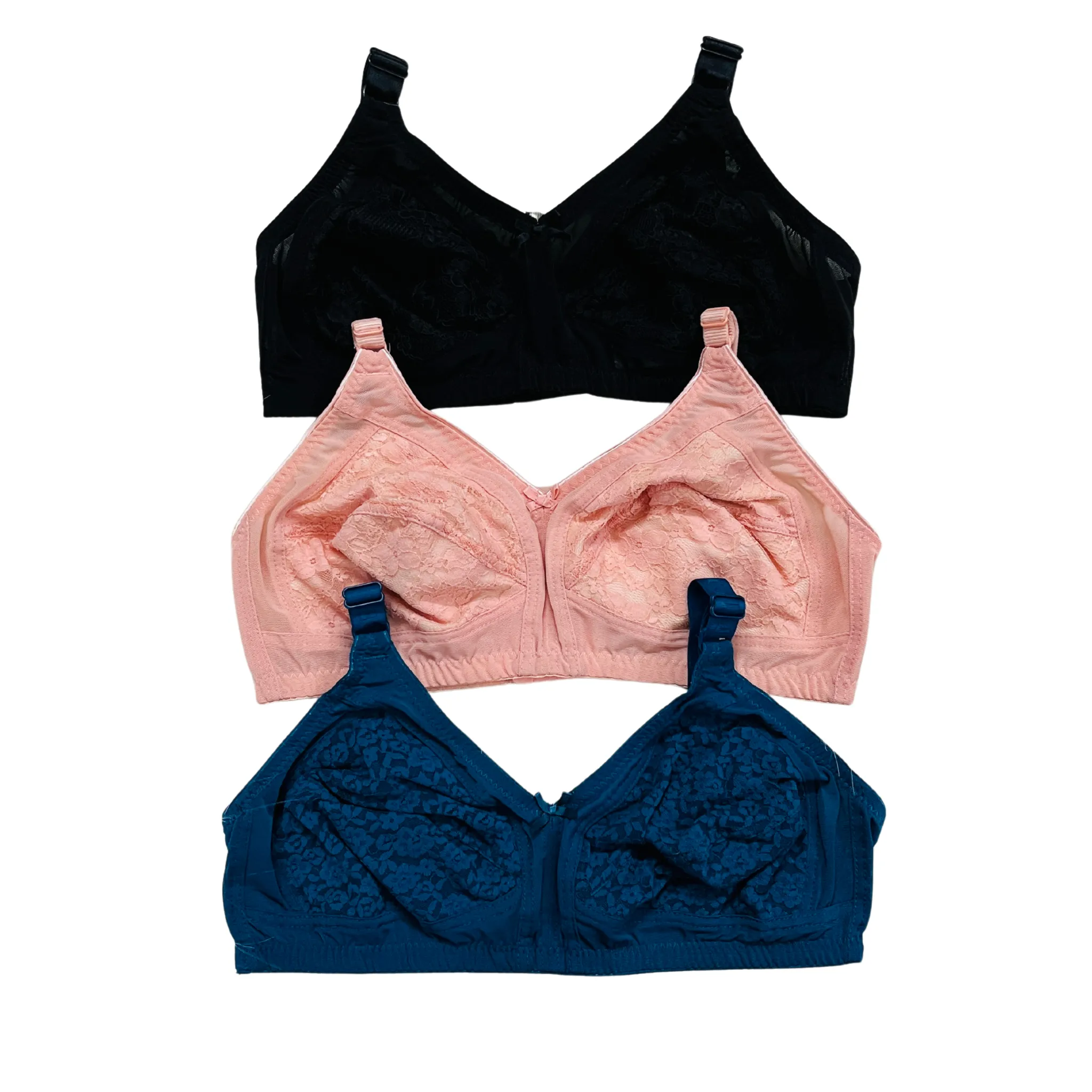 Full Cup Net Bras: 3-Piece Set