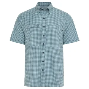 GameGuard Sea Glass & Deep Water Short Sleeve Button Down TekCheck Men's Shirt
