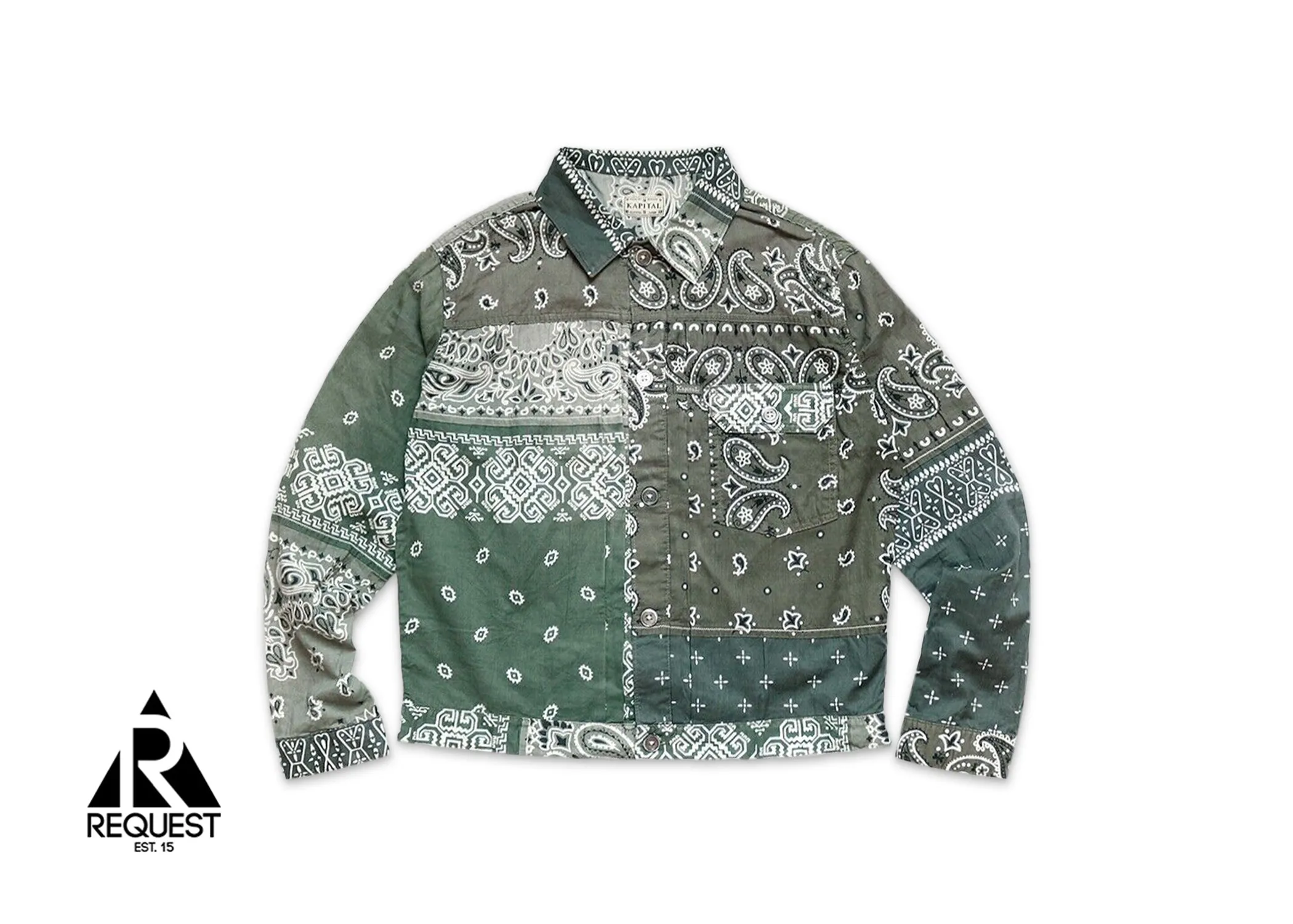 Gauze Bandana Patchwork Jacket "Olive"
