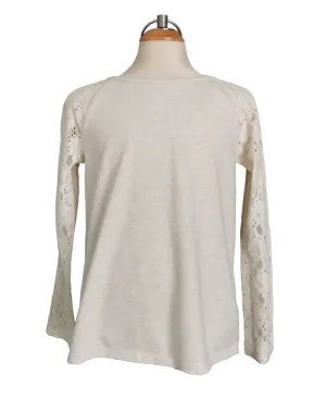 GIRL SIZE LARGE (10/12 YEARS) - JOE FRESH, Long-sleeved, Lace T-Shirt EUC B8