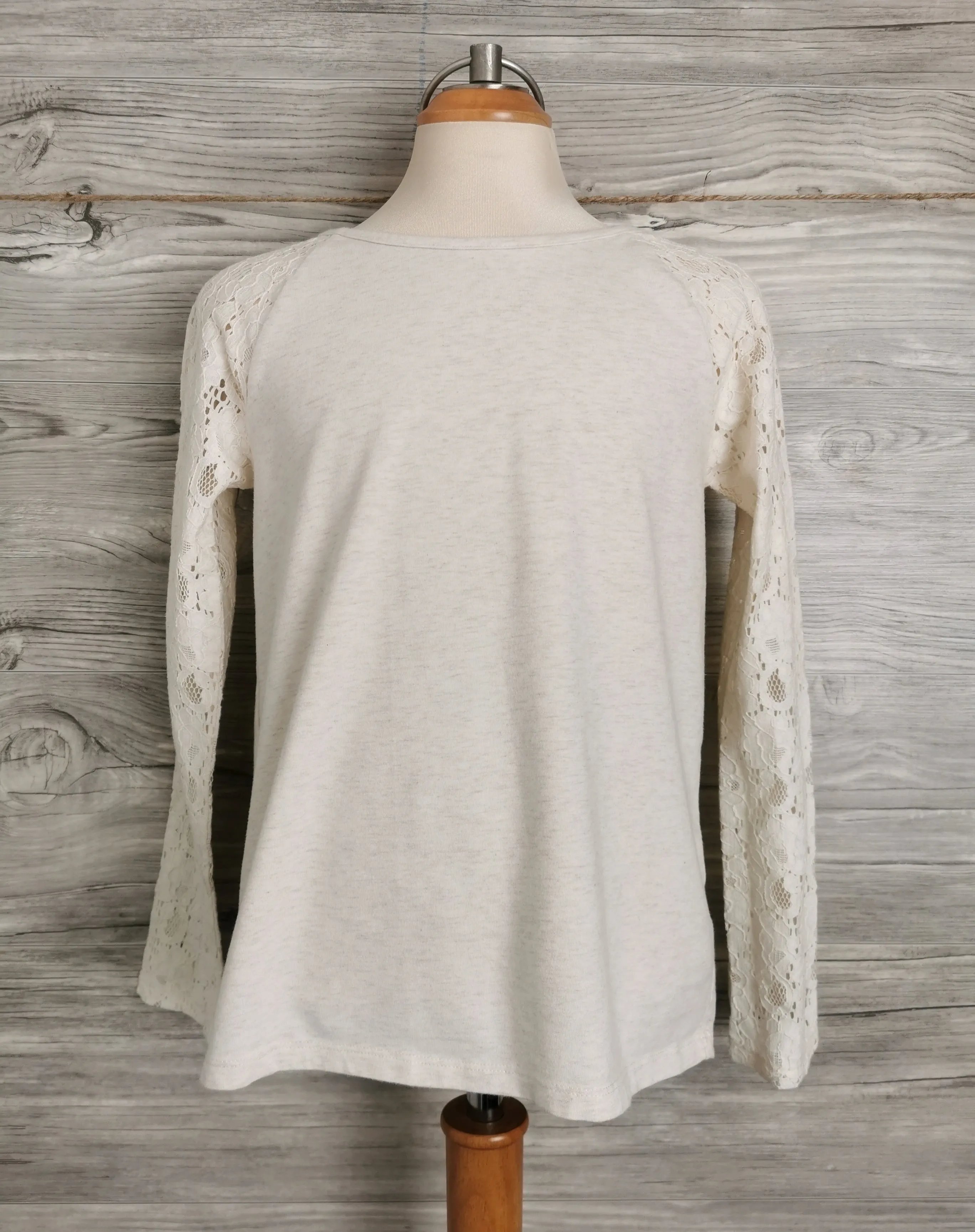 GIRL SIZE LARGE (10/12 YEARS) - JOE FRESH, Long-sleeved, Lace T-Shirt EUC B8