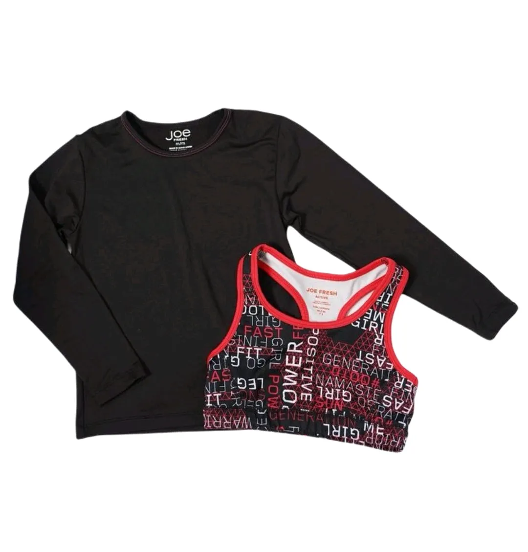GIRL SIZE MEDIUM (7/8 YEARS) - JOE FRESH, 2 Piece Mix N Match Athletic Top & Sportsbra EUC B25