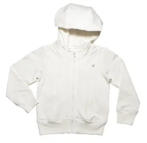 Girls and Boys Soft Organic Cotton Essential Cloud White Zip Up Hoody Jacket with pockets