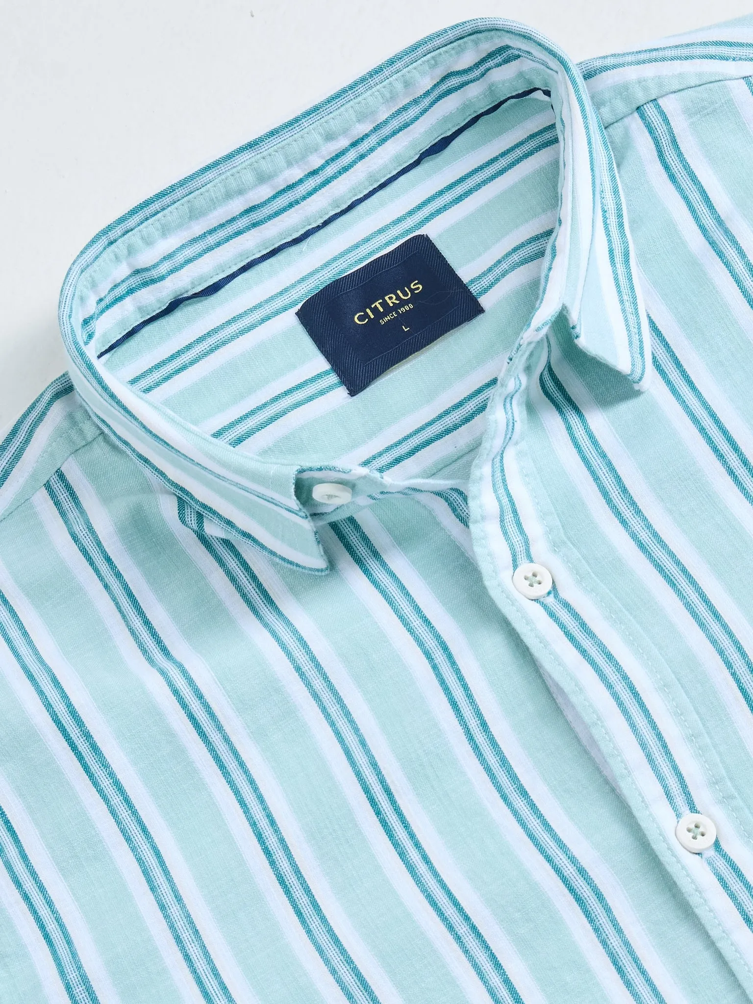 Green Striped Cotton Shirt