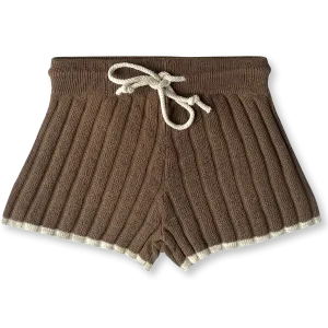 GROWN KNIT RIB SHORTS - CHOCOLATE