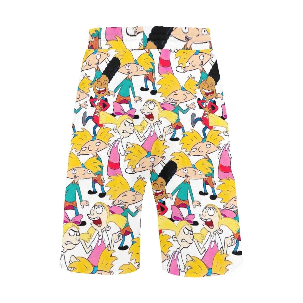 Hey Arnold! White Pattern Men's All Over Print Casual Shorts