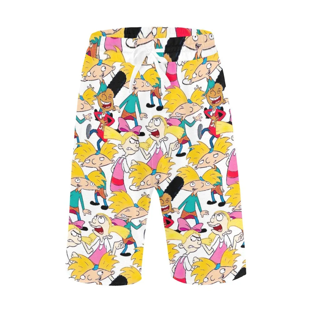 Hey Arnold! White Pattern Men's All Over Print Casual Shorts